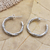 Sterling silver half-hoop earrings, 'Bamboo for You' - Handmade Sterling Silver Half-Hoop Earrings (image 2b) thumbail
