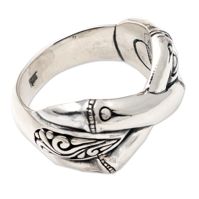 Sterling silver cocktail ring, 'Kisses and Hugs' - Artisan Crafted Sterling Silver Cocktail Ring