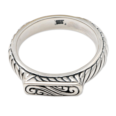 Sterling silver cocktail ring, 'Silver Plateau' - Artisan Made Sterling Silver Cocktail Ring