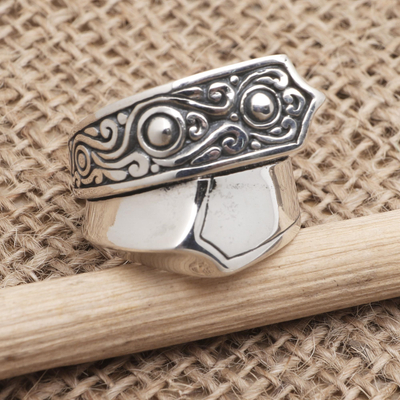 Sterling silver wrap ring, 'Tied to You' - Unisex Sterling Silver Wrap Ring