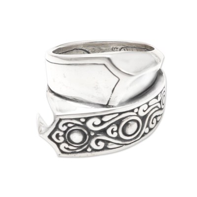 Sterling silver wrap ring, 'Tied to You' - Unisex Sterling Silver Wrap Ring