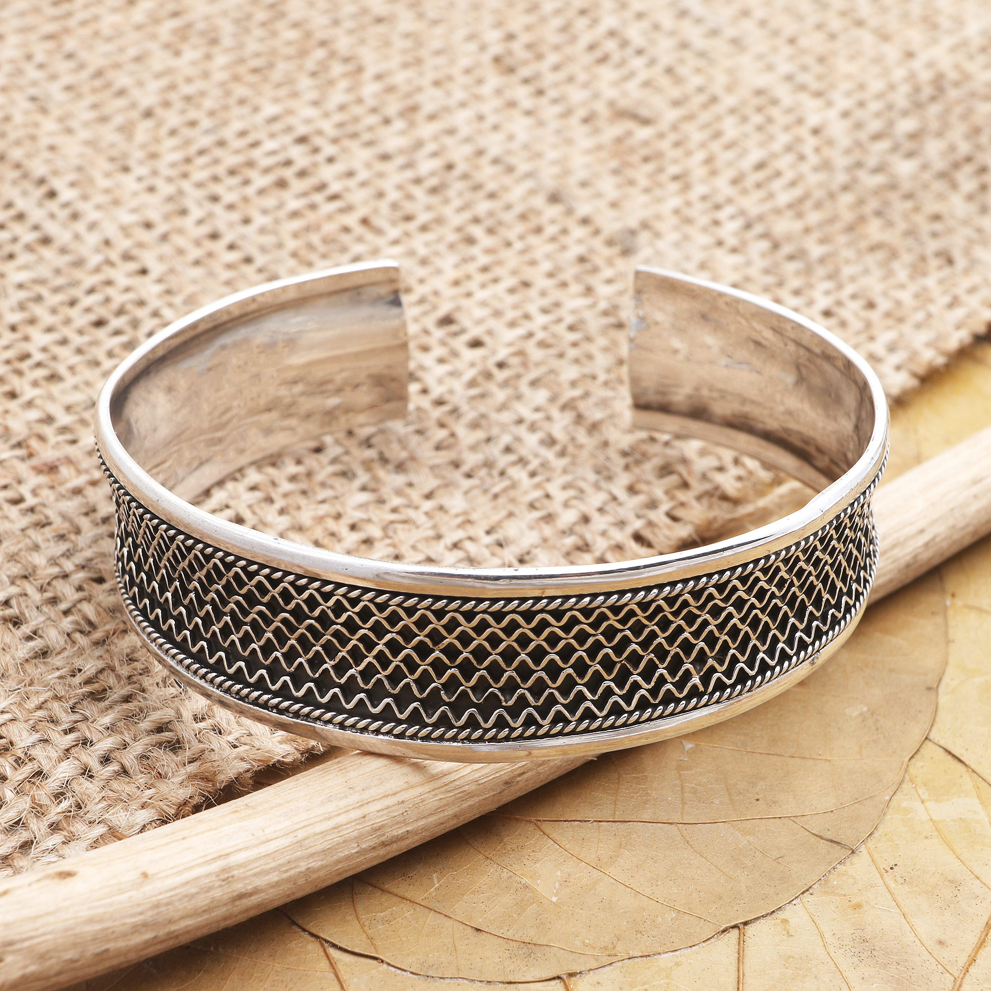 oxidized silver cuff bracelet