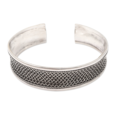 Oxidized Sterling Silver Cuff Bracelet from Bali