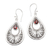 Garnet dangle earrings, 'Peacock Teardrop' - Garnet and Sterling Silver Balinese Dangle Earrings