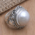 Cultured pearl cocktail ring, 'Balinese Glow' - Sterling Silver and Cultured Mabe Pearl Cocktail Ring