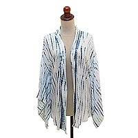 Eco-friendly rayon kimono jacket, 'Tropical Rain' - Eco-Friendly Rayon Kimono Jacket from Java