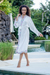 Embroidered robe, 'White Lilies' - Embroidered White Rayon Robe (image 2b) thumbail