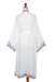 Embroidered robe, 'White Lilies' - Embroidered White Rayon Robe (image 2d) thumbail