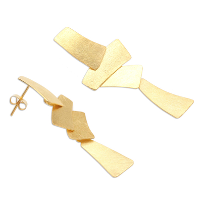 Pendientes colgantes chapados en oro - Pendientes colgantes bañados en oro hechos a mano