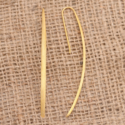 Gold-plated drop earrings, 'Graceful Arc' - Handcrafted Gold-Plated Drop Earrings