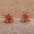 Rose gold-plated stud earrings, 'Pink Seaweed' - Handmade Rose Gold-Plated Stud Earrings thumbail