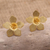 Pendientes botón chapados en oro - Pendientes botón floral baño oro