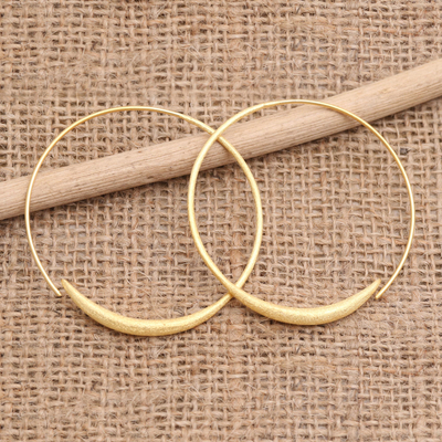 Gold-plated hoop earrings, 'Glamorous Night' - Hand Crafted Gold-Plated Hoop Earrings