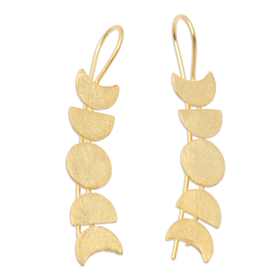 Gold-plated dangle earrings, 'Oat Growth' - Handcrafted Gold-Plated Dangle Earrings
