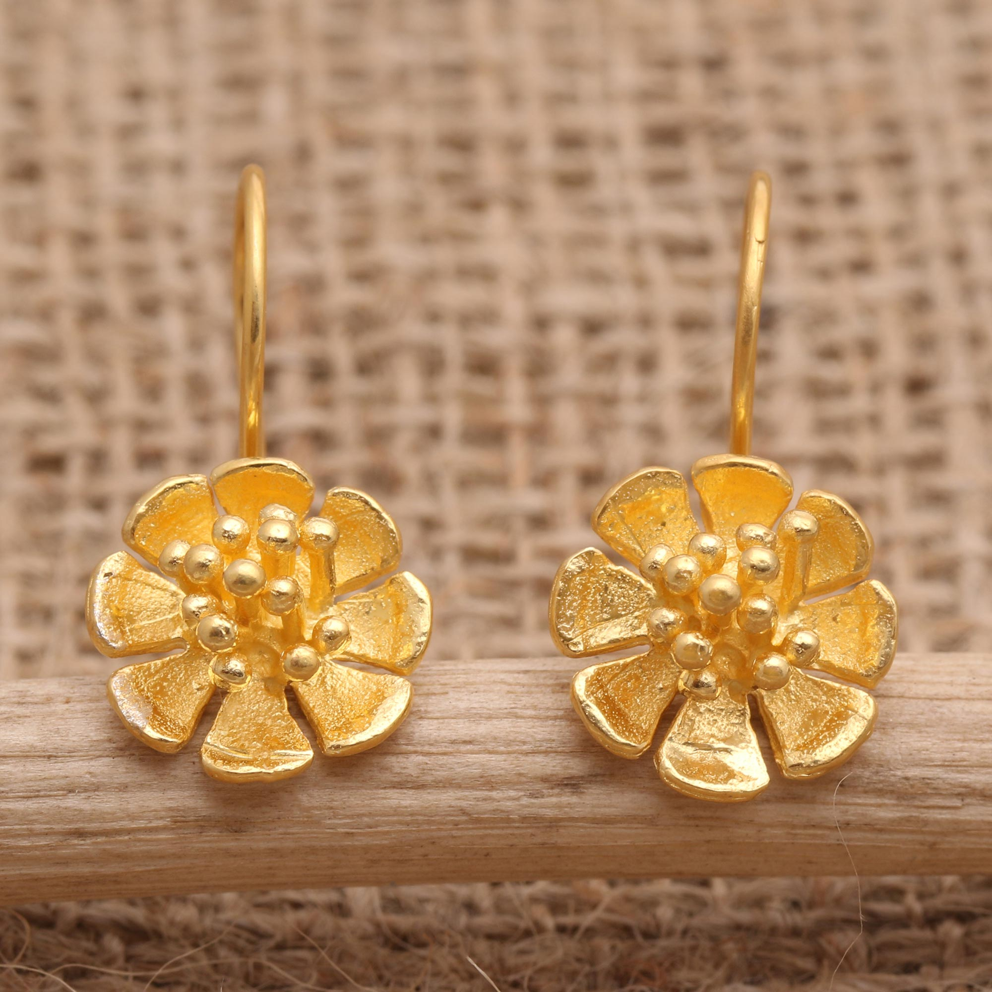 Gold Vermeil Lotus Flower Earrings – Sage Moon