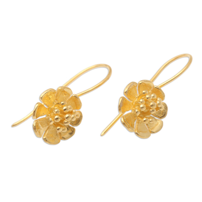 Gold-plated drop earrings, 'Verbena Flower' - Hand Made Gold-Plated Floral Drop Earrings