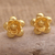 Gold-plated button earrings, 'Cosmos Flower' - Gold-Plated Floral-Motif Button Earrings