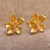 Pendientes botón chapados en oro - Pendientes de botón florales chapados en oro hechos a mano