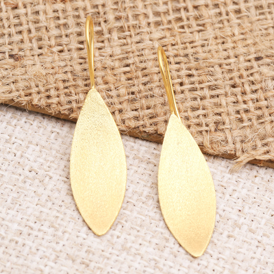 Gold-plated drop earrings, 'Sunflower Seeds' - Artisan Made Gold-Plated Floral Drop Earrings