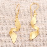 Gold-plated dangle earrings, 'Party City' - Hand Crafted Gold-Plated Dangle Earrings