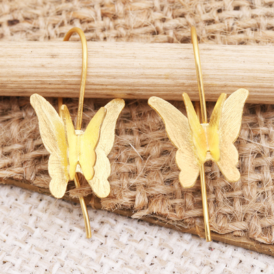 Vergoldete Ohrhänger - Vergoldete Ohrhänger mit Schmetterlingsmotiv