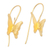 Pendientes colgantes chapados en oro - Pendientes colgantes con motivo de mariposa bañados en oro