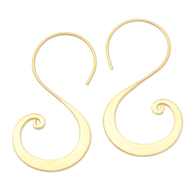 Pendientes colgantes chapados en oro - Pendientes colgantes en espiral bañados en oro hechos a mano