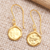 Pendientes colgantes chapados en oro - Pendientes colgantes hechos a mano en plata de primera ley bañada en oro