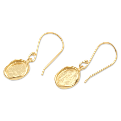Gold-plated dangle earrings, 'Mirror of Life' - Hand Crafted Gold-Plated Sterling Silver Dangle Earrings