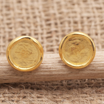 Gold-plated button earrings, Glow Over