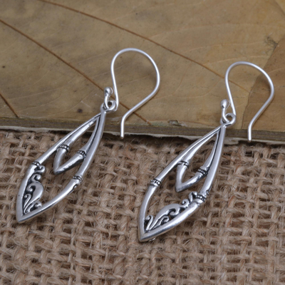 Sterling silver dangle earrings, 'Stylish Woman' - Hand Crafted Sterling Silver Dangle Earrings