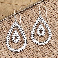 Sterling silver dangle earrings, 'Love Drops' - Sterling Silver Drop-Shaped Dangle Earrings