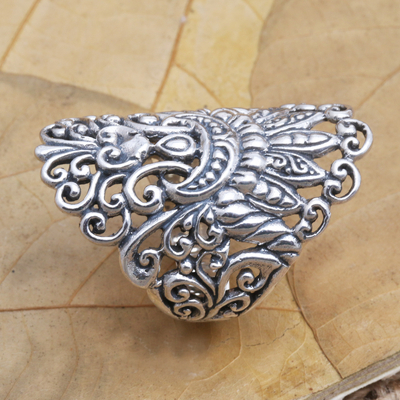 Sterling silver cocktail ring, 'Dayak Son' - Hand Crafted Sterling Silver Cocktail Ring