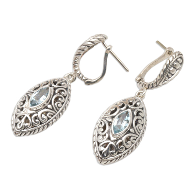 Blue topaz dangle earrings, 'Blue Peak' - Blue Topaz and Sterling Silver Dangle Earrings
