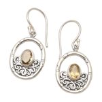Citrine dangle earrings, 'Petite Bamboo' - Citrine and Sterling Silver Dangle Earrings