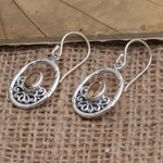 Citrine dangle earrings, 'Petite Bamboo' - Citrine and Sterling Silver Dangle Earrings