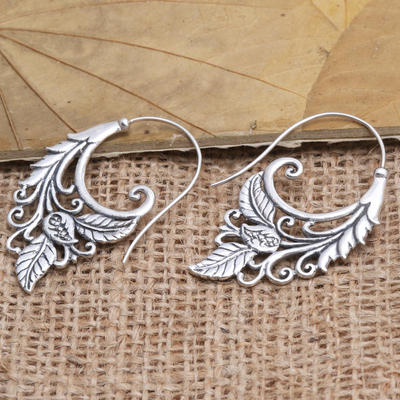 Sterling silver drop earrings, 'Forest Leaves' - Sterling Silver Leaf-Motif Drop Earrings