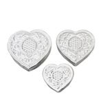 Aluminum jewelry boxes, 'Sparkling Love' (set of 3) - Decorative Aluminum Heart-Shaped Boxes (Set of 3)