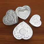 Aluminum jewelry boxes, 'Sparkling Love' (set of 3) - Decorative Aluminum Heart-Shaped Boxes (Set of 3)