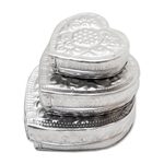 Aluminum jewelry boxes, 'Sparkling Love' (set of 3) - Decorative Aluminum Heart-Shaped Boxes (Set of 3)