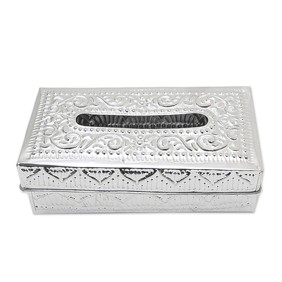 aluminium tissue box cover, 'Sparkling Design' - Hand Crafted aluminium Tissue Box Cover