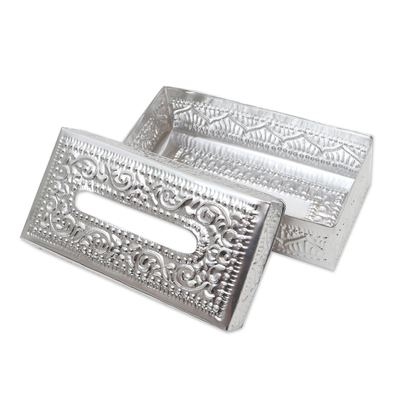 Tapa de caja de pañuelos de aluminio - Cubierta de caja de pañuelos de aluminio hecha a mano.