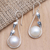 Cultured pearl dangle earrings, 'Forest by the Beach' - Handcrafted Pearl and Sterling Silver Dangle Earrings (image 2) thumbail