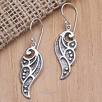 Sterling silver dangle earrings, 'Angel Woman' - Artisan Crafted Sterling Silver Dangle Earrings