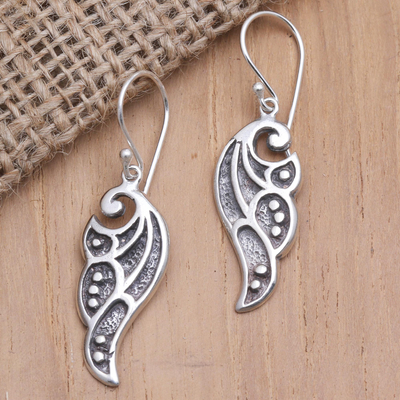 Sterling silver dangle earrings, 'Angel Woman' - Artisan Crafted Sterling Silver Dangle Earrings
