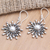 Cultured pearl dangle earrings, 'Radial Pearl' - Handmade Sterling Silver and Pearl Dangle Earrings (image 2b) thumbail