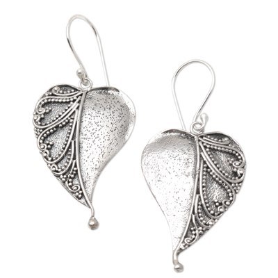 Sterling Silver Heart-Themed Dangle Earrings
