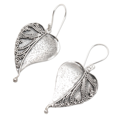 Sterling silver dangle earrings, 'Empty Love' - Sterling Silver Heart-Themed Dangle Earrings