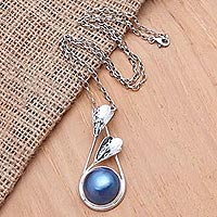Cultured pearl pendant necklace, Forest by the Blue Ocean