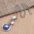 Cultured pearl pendant necklace, 'Forest by the Blue Ocean' - Blue Cultured Pearl and Sterling Silver Pendant Necklace (image 2b) thumbail